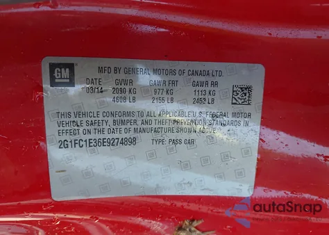 2014 Chevrolet Camaro 2Lt from USA, damaged, VIN 2G1FC1E36E9274898